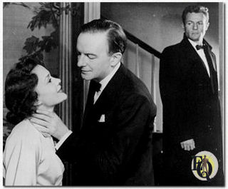 Gusti Huber, Maurice Evans en Richard Derr in "Dial 'M' for Murder" (Plymouth Theatre, 29 okt 1952 - 27 feb 1954).