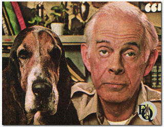 1980 een magazine advertentie voor Gaines Complete Dog Food met Harry Morgan.
