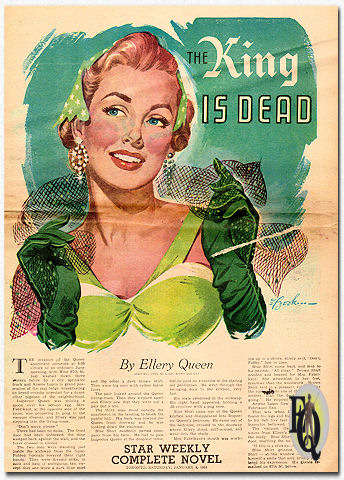 "The King is Dead" werd gepubliceerd in "Toronto Star Weekly" als een "complete roman", 3 januari. 1953. Met 16 pagina's was dit wellicht een "condensatie".