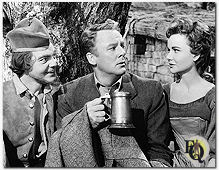 Eddie Quillan stelt Van Johnson voor aan Dodie Heath in "Brigadoon" (1954).