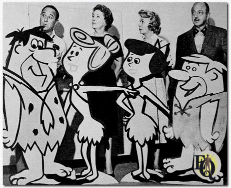 Alan Reed as Fred Flintstone, Jean Vander Pyl as Wilma Flintstone, Bea Benaderet as Betty Rubble and Mel Blanc as Barney Rubble.