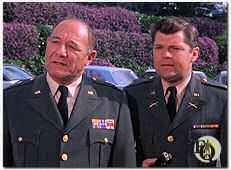 In a scene from the 1967 "Batman" episode "Penguin Sets a Trend"  we see Major Beasley played by Bob Hastings (R), who would later go on to voice Gordon in "Batman: The Animated Series" and General MacGruder played by Alan Reed (L).