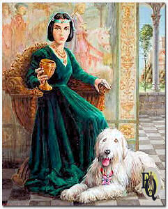 Dit schilderij van Lucrezia Borgia en haar “Bratislavische herdershond” werd gebruikt in het verhaal en als rekwisiet in "The Shaggy Dog" (Disney, 19 maa 1959). In september 1958 trok Nina Ramon een weelderige renaissancistische jurk aan en een met juwelen versierde tiara, nam een gouden kelk in haar hand en nam vervolgens, met een venijnige uitdrukking, plaats voor haar portret door kunstenaar Rafael Montalboddi. Dit portret was het enige wat van haar in de film te zien was.