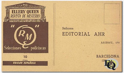 Ellery Queen Revista de Misterio, edicion Espanola - gele briefkaart