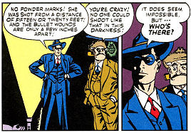 Het verhaal in kwestie waarin de Spirit deduceert hoe met absolute zekerheid een man in totale duisternis kan worden neergeschoten is gestolen uit Queen's "The Adventure of the House of Darkness".