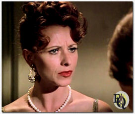 Levinsons vrouw Rosanna Huffman was twee keer te zien in "Ellery Queen". In de pilot "Too Many Suspects" (NBC, 23 maa 1975) speelde ze een radio-actrice, en in "The Adventure of the Black Falcon" (NBC, 4 jan 1976) speelde ze Nancy McGuire, hier te zien.