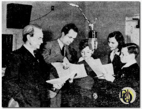 Meet the cast of the dramatic serial, "As the Twig Is Bent". These are the principals in radio's story of a school mistress' struggle again the bigotry of a small town. They are Henry M. Neeley, Keenan Wynn, Larry Robinson, Barbara Terrell, and Raymond Ives. (Jun 23. 1941)